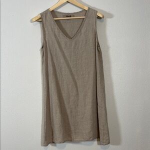 Flax Tan Size Small 100% Linen Mini Short Sleeveless Dress Tunic Top Beige Tan
